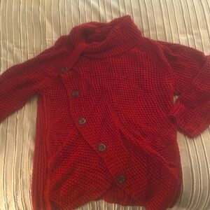 Indigo Soul Red Cowl Neck Button Tunic Sweater XL NWT